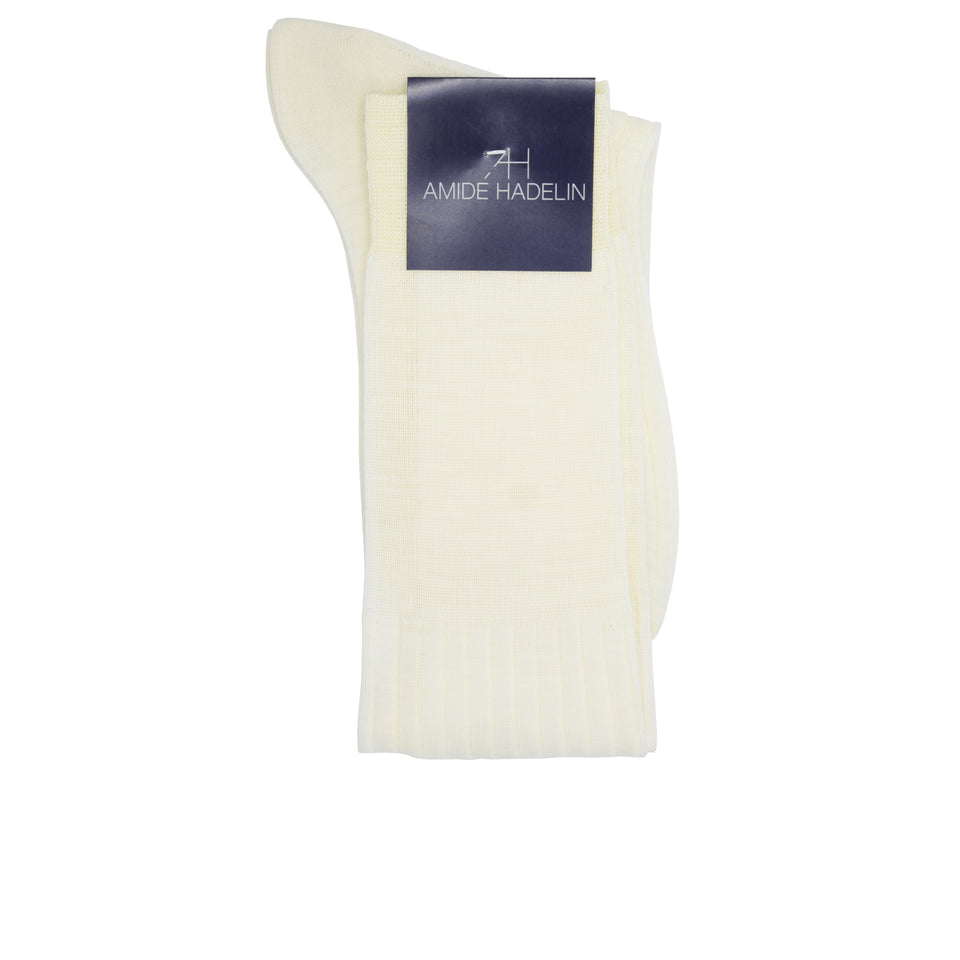 Amidé Hadelin | Knee high plain wool socks - cream_label