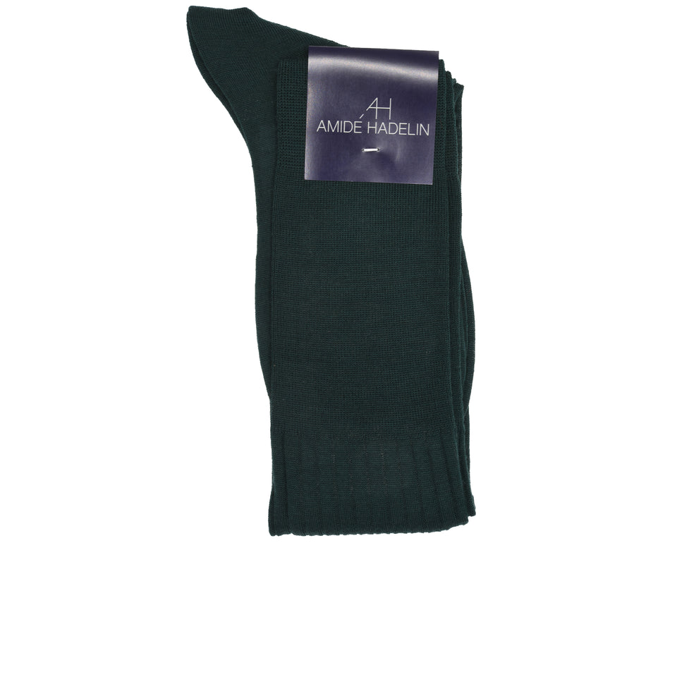 Amidé Hadelin | Knee high plain wool socks - dark green_label
