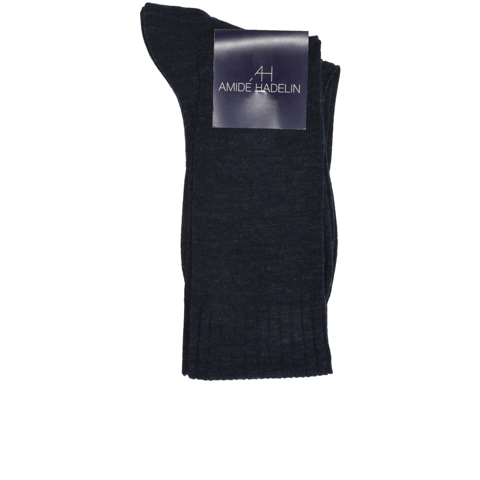 Amidé Hadelin | Knee high plain wool socks - denim_label