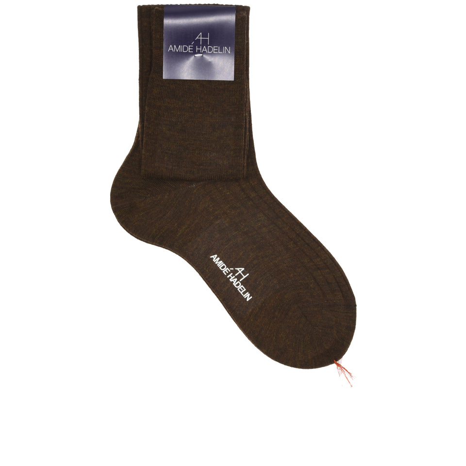 Amidé Hadelin | Knee high plain wool socks - brown_full