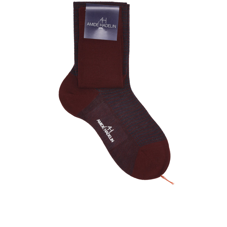 Amidé Hadelin | Knee high houndstooth wool socks - burgundy/denim_full