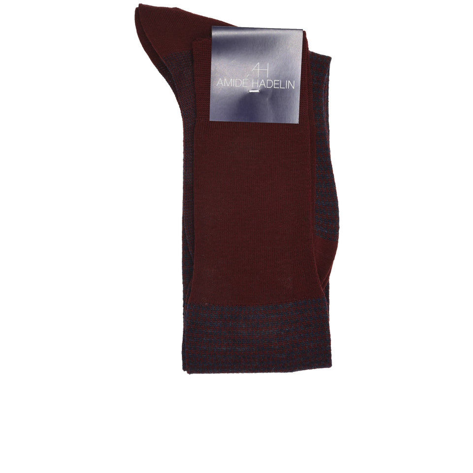 Amidé Hadelin | Knee high houndstooth wool socks - burgundy/denim_label