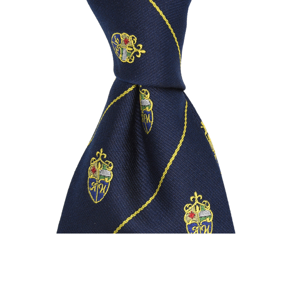Amidé Hadelin | Amidé Hadelin crested silk tie, Handmade in Italy - navy_knot