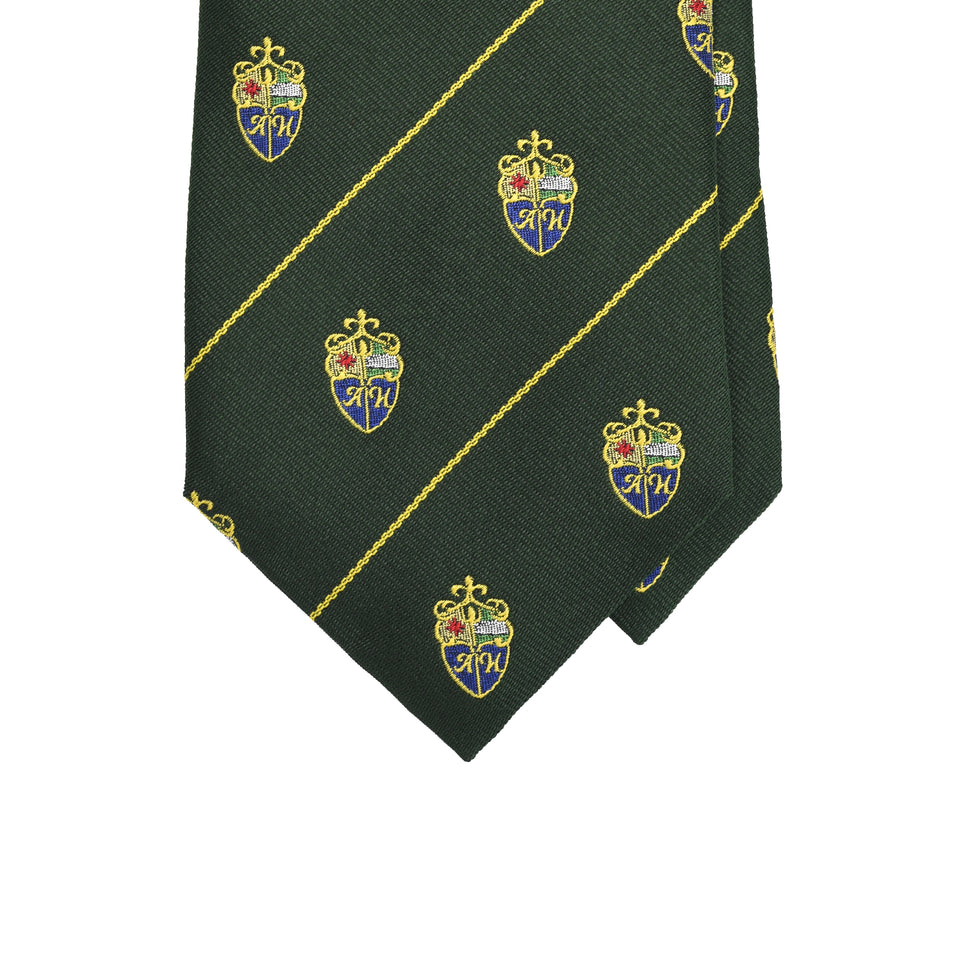 Amidé Hadelin | Amidé Hadelin crested silk tie, Handmade in Italy - green_tip