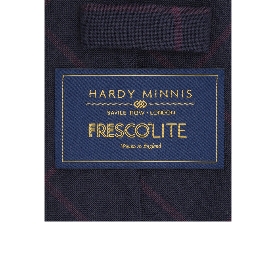 Amidé Hadelin | Fresco handmade Italian windowpane tie, navy/red_label