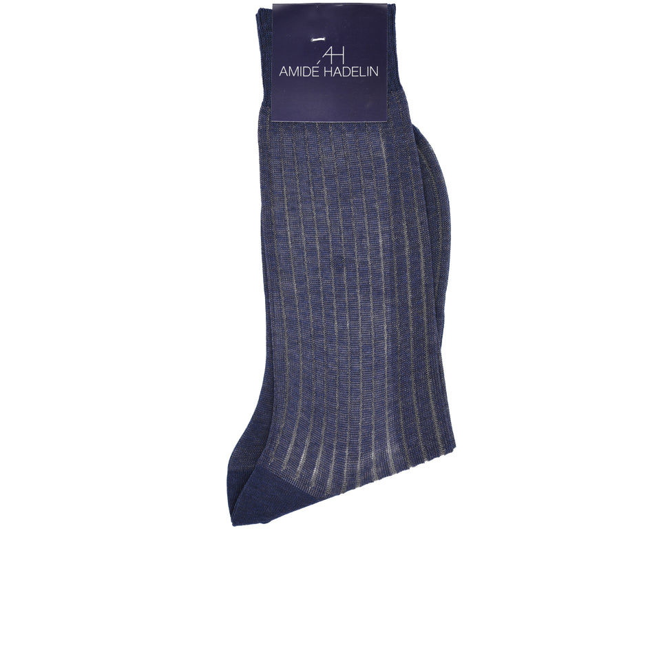 Amidé Hadelin | Short shadow stripe cotton socks - denim/grey_label