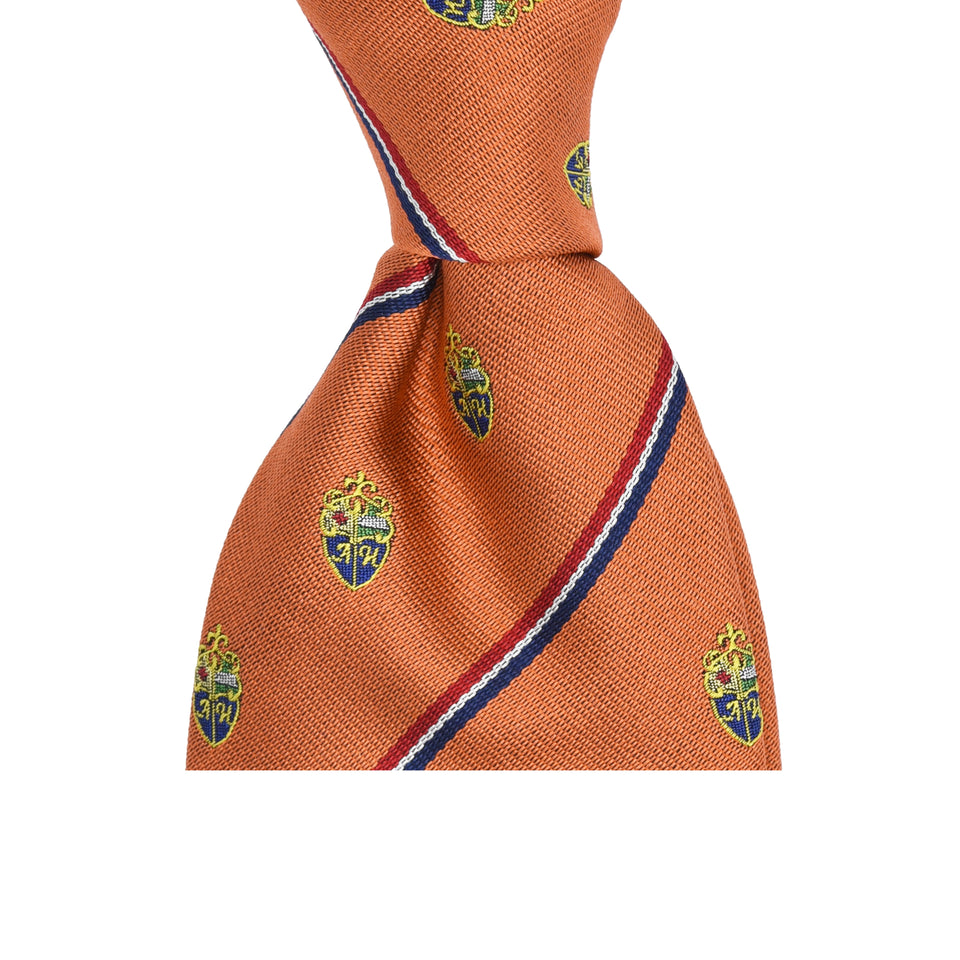 Amidé Hadelin | Amidé Hadelin crested silk tie, Handmade in Italy - orange_knot