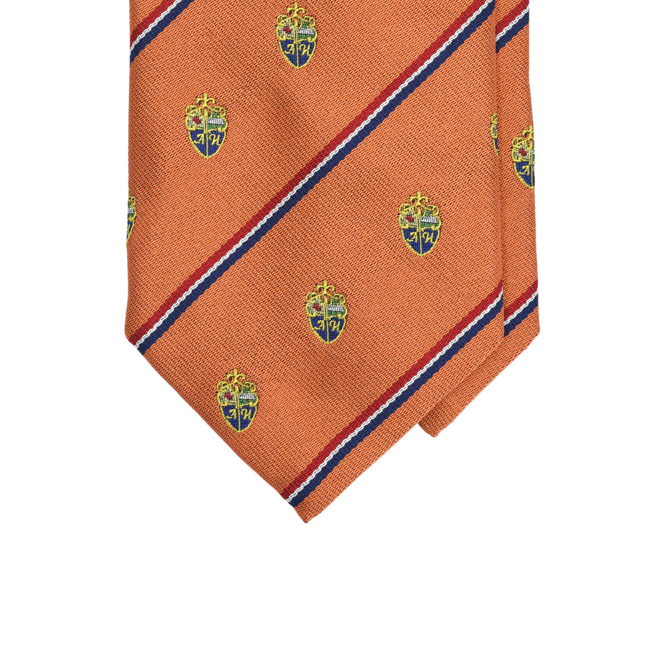 Amidé Hadelin | Amidé Hadelin crested silk tie, Handmade in Italy - orange_tip