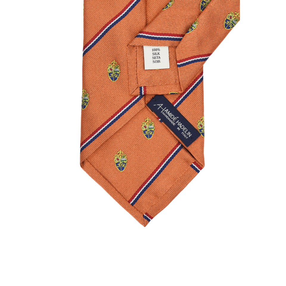 Amidé Hadelin | Amidé Hadelin crested silk tie, Handmade in Italy - orange_back