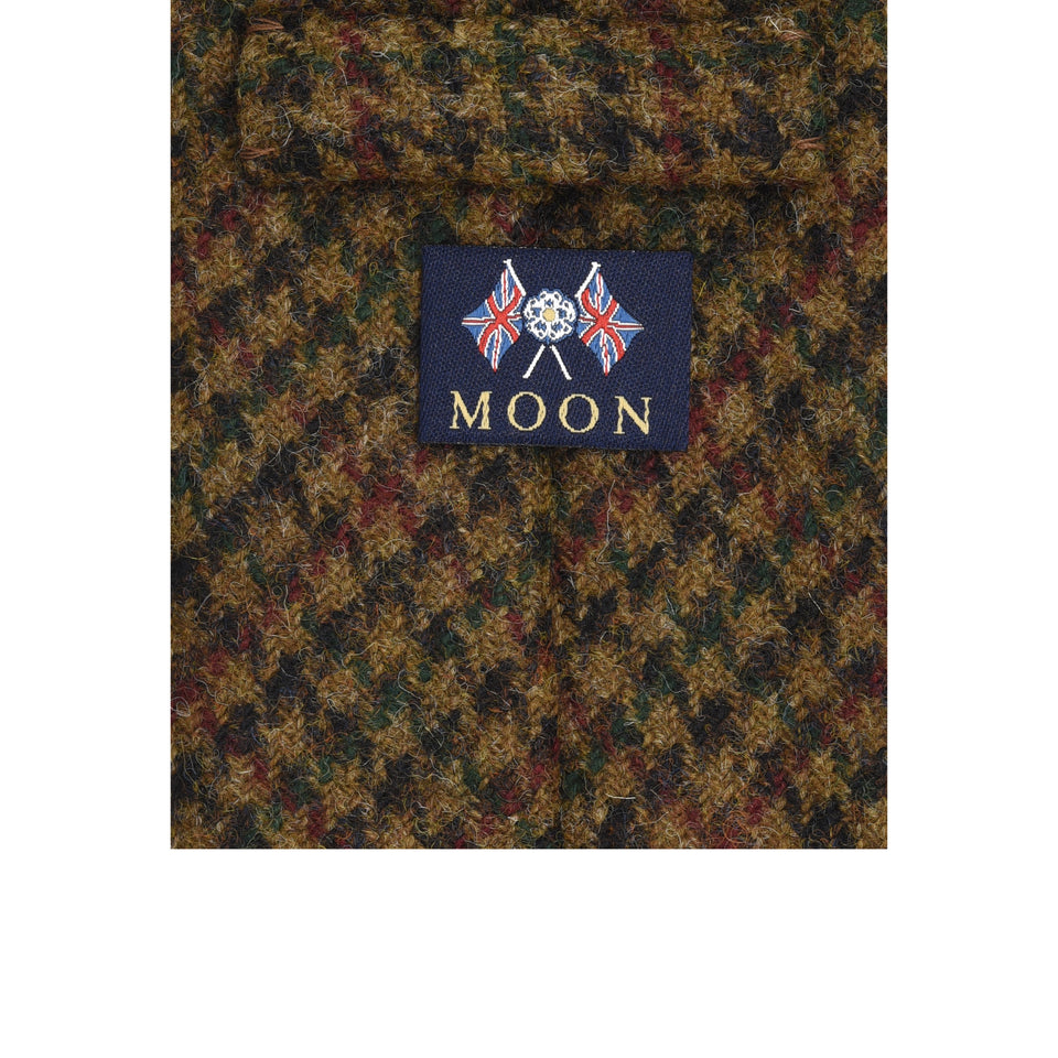 Amidé Hadelin | Abraham Moon houndstooth check Shetland tweed tie - Handmade in Italy, brown_label