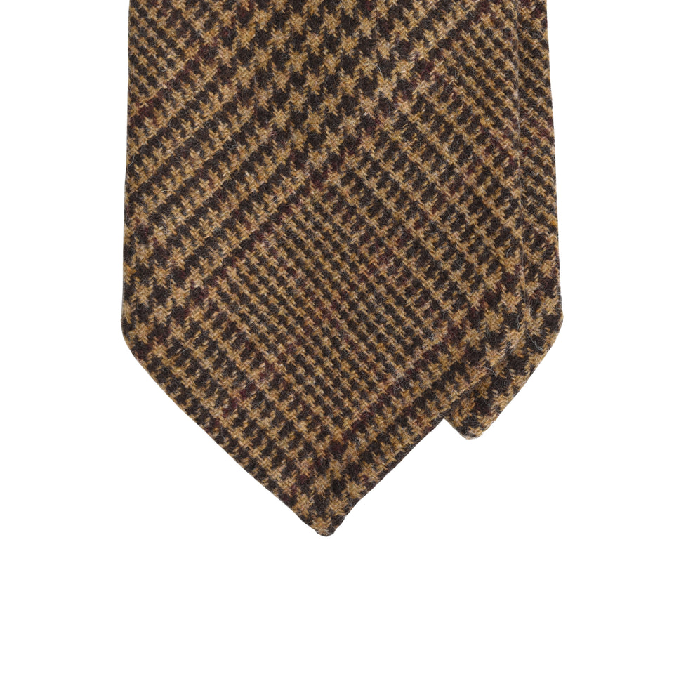 Amidé Hadelin | Marling & Evans glen check merino tweed tie - Handmade in Italy, beige/brown_tip