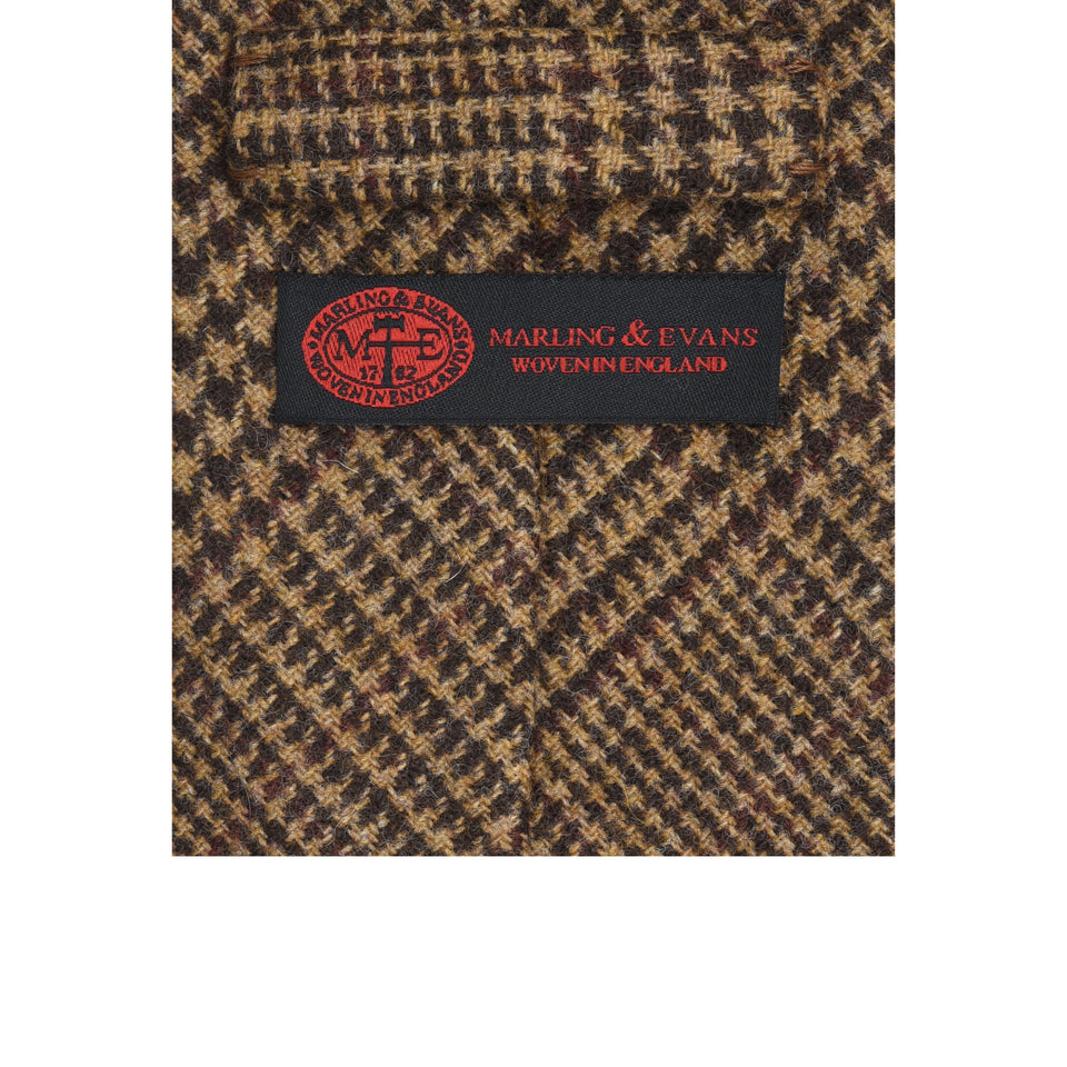 Amidé Hadelin | Marling & Evans glen check merino tweed tie - Handmade in Italy, beige/brown_label