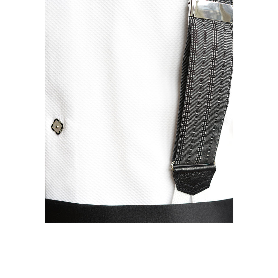 Amidé Hadelin | F.lli Tallia di Delfino wool braces - grey_styled cummerbund