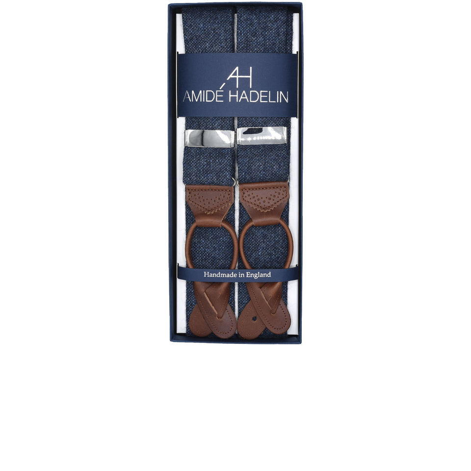 Amidé Hadelin | Abraham Moon Shetland tweed braces - denim_full