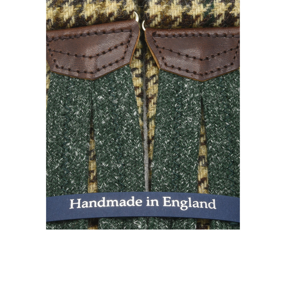 Amidé Hadelin | Abraham Moon gun club check Shetland tweed braces - beige/green_detail