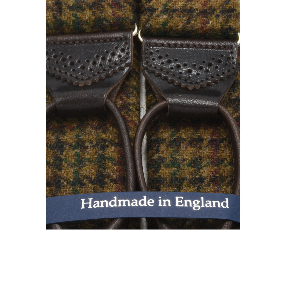 Amidé Hadelin | Abraham Moon houndstooth check Shetland tweed braces - brown_detail