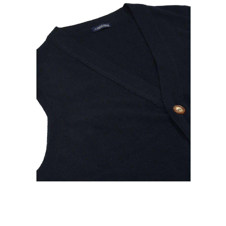 Super Geelong sleeveless cardigan - navy_collar
