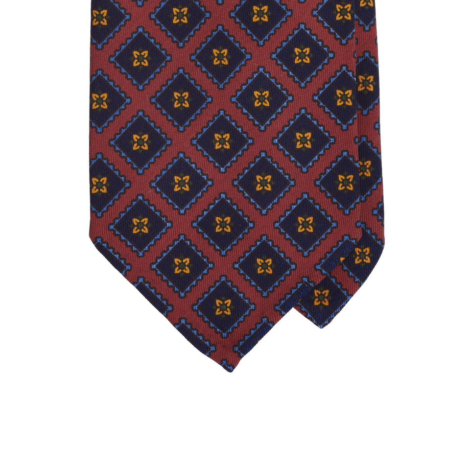 Amidé Hadelin | Handprinted ancient madder tie, Handmade in Italy - maroon_tip