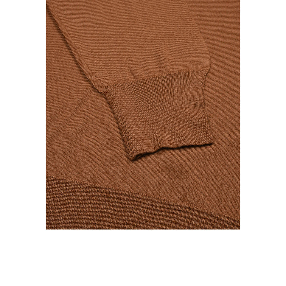 Amidé Hadelin | Extrafine Loro Piana merino V-neck jumper - tobacco_cuff