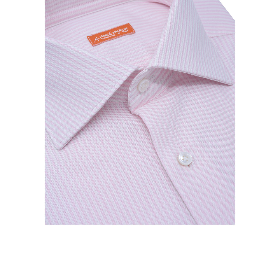 Orange Label spread collar striped oxford shirt - pink_collar