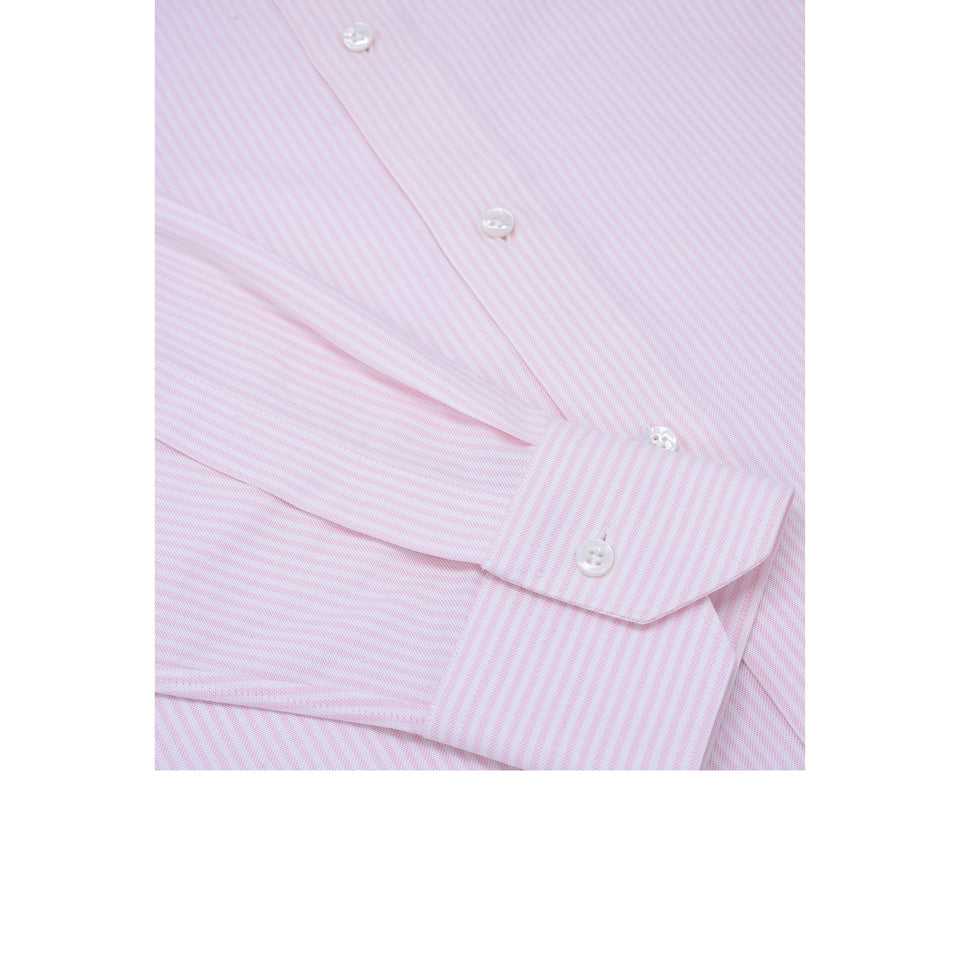 Orange Label spread collar striped oxford shirt - pink_cuff