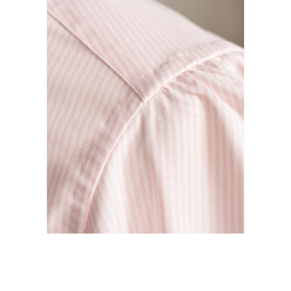 Orange Label spread collar striped oxford shirt - pink_shoulder