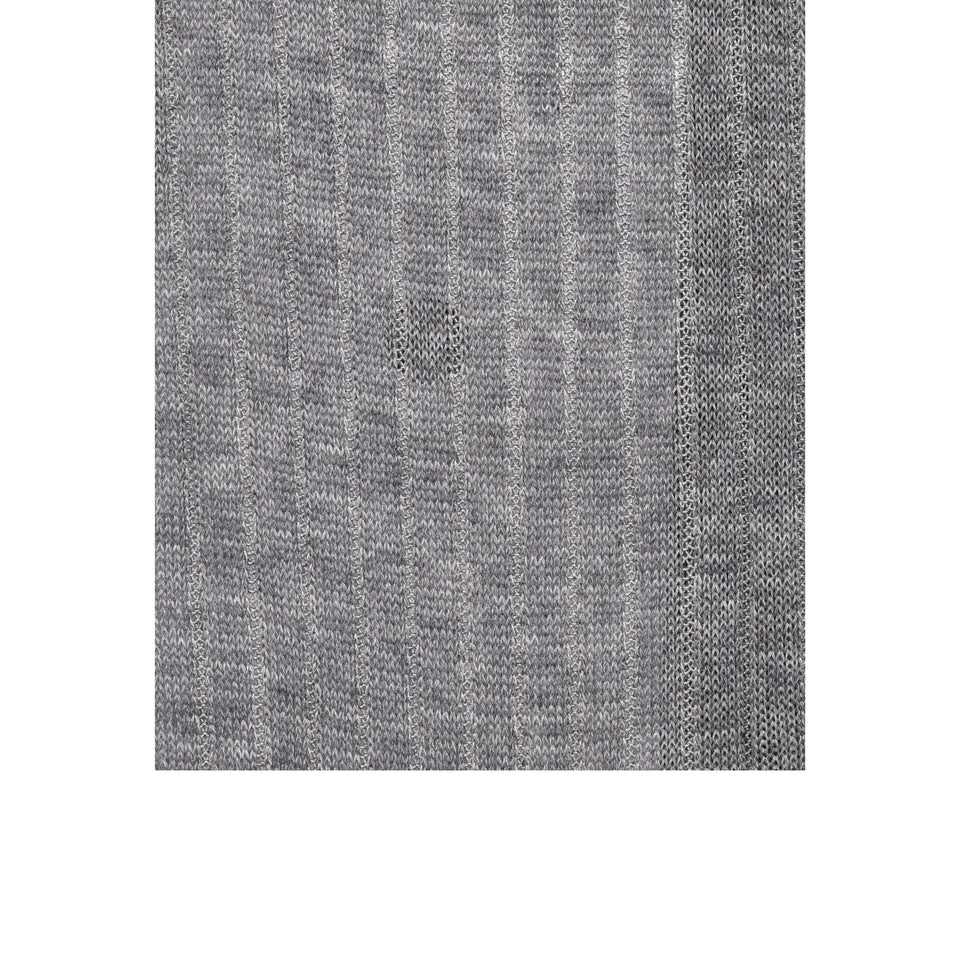 Amidé Hadelin | Knee high shadow stripe cotton socks - pearl grey/light grey_pattern