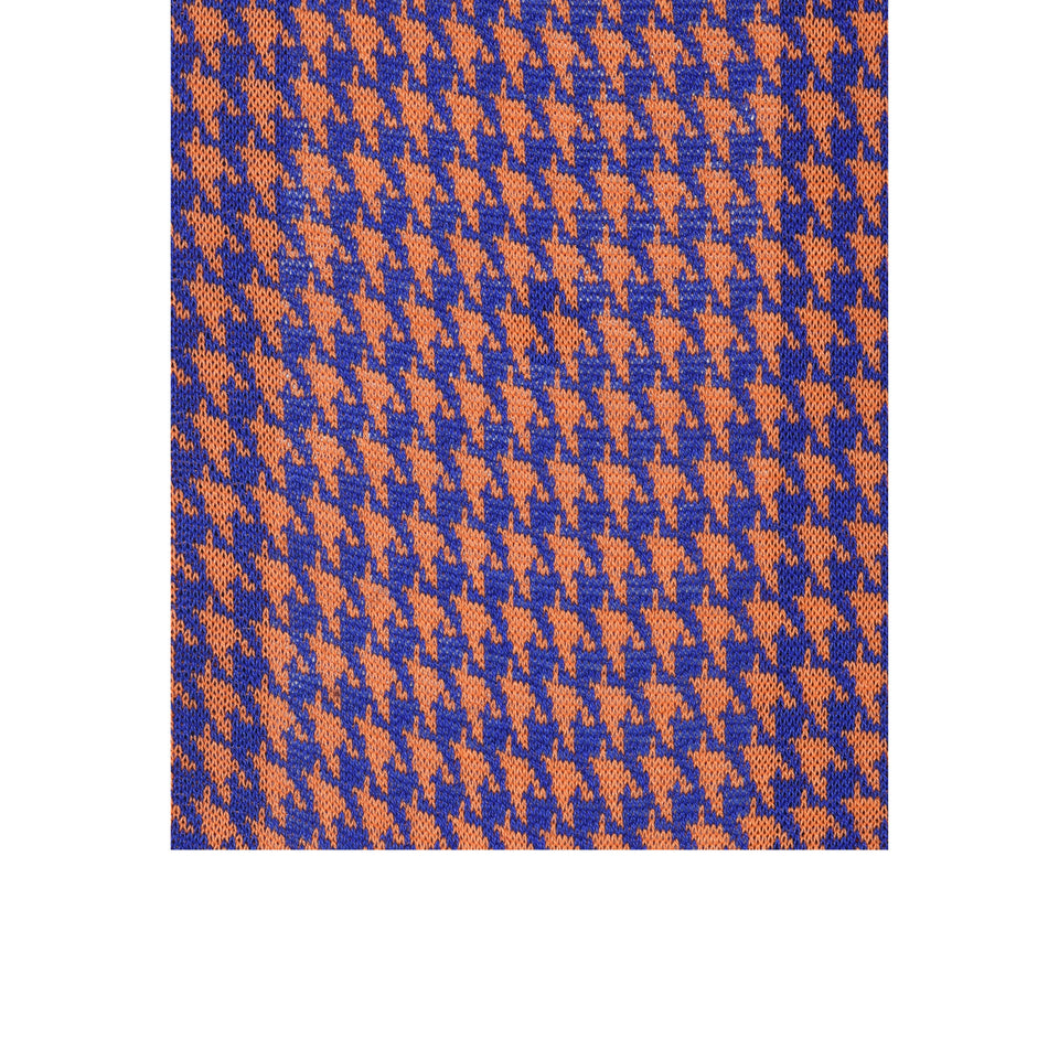 Amidé Hadelin | Short large houndstooth cotton socks - electric blue/orange_pattern