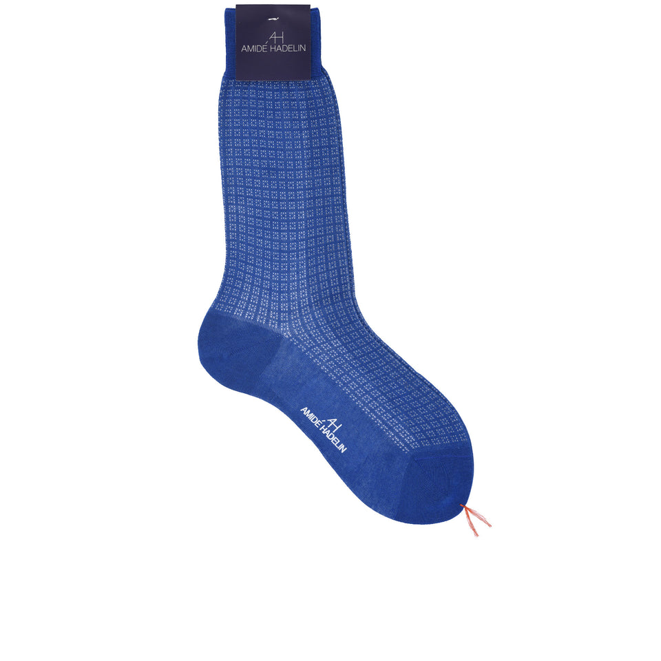 Amidé Hadelin | Short geometric cotton socks - blue/light blue_full