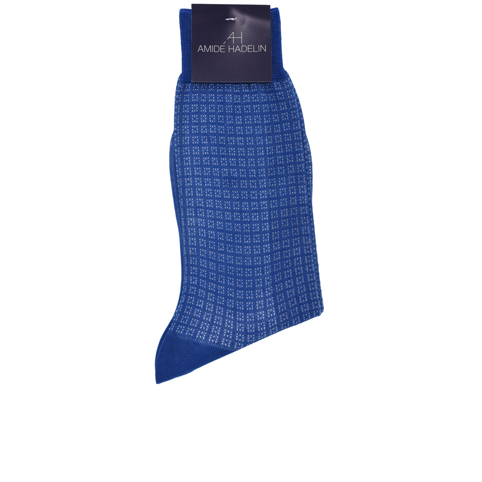 Amidé Hadelin | Short geometric cotton socks - blue/light blue_label