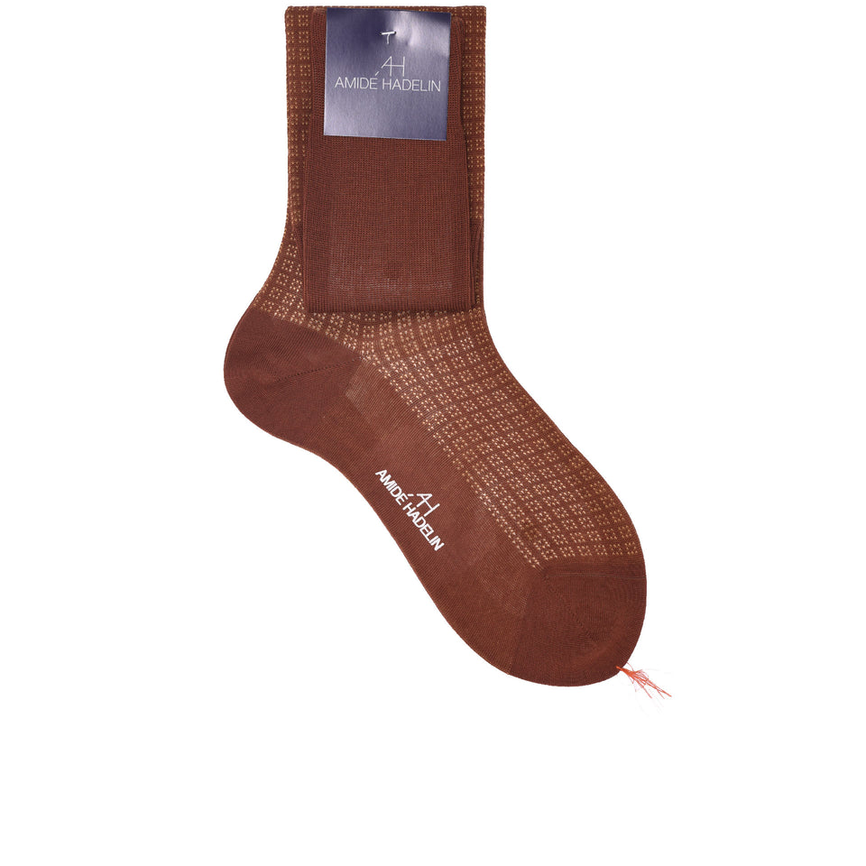 Amidé Hadelin | Knee high geometric cotton socks - burnt umber/brandy_full
