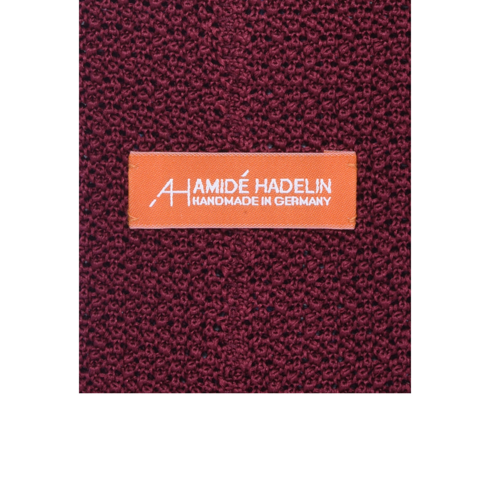 Orange Label | hand embroidered polka dot knit silk tie, burgundy/blue_label